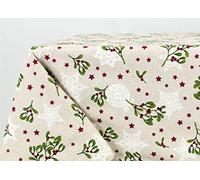 BIANCHERIAWEB Tovaglia Natalizia Cucina Soggiorno Copritavolo Natale Made Italy Disegni Assortiti 140x180 Vischio