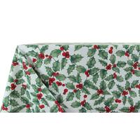 BIANCHERIAWEB Tovaglia Natalizia Cucina Soggiorno in 100% Cotone Disegno Agrifoglio Natale 140x360 Agrifoglio