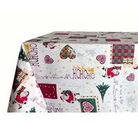 BIANCHERIAWEB Tovaglia Natalizia Cucina Soggiorno In 100% Cotone Disegno Oh Oh Panna 140x180 Oh Oh Panna