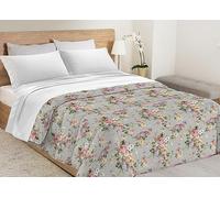 BIANCHERIAWEB Trapunta Piumone Letto Invernale Imbottita 300gr Microfibra Diadema Roselline 2 Piazze Grigio