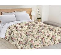 BIANCHERIAWEB Trapunta Piumone Letto Invernale Imbottita 300gr Microfibra Diadema Roselline Piazza E Mezza Panna