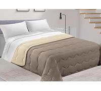 BIANCHERIAWEB Trapunta Piumone Letto Invernale Imbottita 300gr Microfibra Double Face Bicolor 1 Piazza Tortora-Avorio