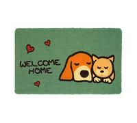 BIANCHERIAWEB Zerbino con Riccioli Vinilici Entrata Ingresso Casa Esterno Antiscivolo Curly in Varie Fantasie 40x60cm Cane Gatto Verde