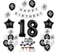 bianchi neri Palloncini 18 anni compleanno bambino bambina, decorazioni compleanno 18 anni bambino palloncini decorazioni la torta 18 ragazza ragazzo, palloncino in foil numero 18