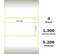 BIANCO 100x50mm,1300 Et/Rotolo Z-2000D,3.9x2x1 Core, 4 Rolls - ZE87000