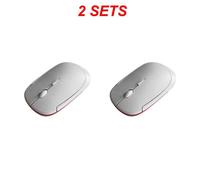 (Bianco 2 pezzi) Mouse ultra sottile da 2,4 GHz Mini mouse ottico wireless da gioco e ricevitore USB