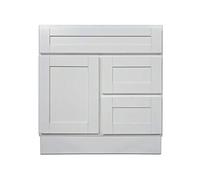 Bianco 76 cm Vanity Bagno Pannello Alzato Tradizionale Porta Armadietto Destra Cassetto Singolo Lavello Base Bagno Rubinetto Parete Nave Vanità Legno di betulla Legno duro 76 cm L x 80 cm