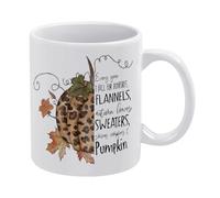 Bianco 9 Ogni anno mi innamoro dei falò Autunno Leopardo Zucca Foglia d'acero Tazza Decorazione da scrivania, Rustico Autunno Stagionale Ringraziamento Divertente Tazza da caffè per la casa Fattoria R