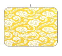 Bianco Auspicious Nuvola Modello Giallo Sfondo Piano di Lavoro Accessori Cucina Piatto di asciugatura stuoia Grande Stendino Stuoia 18 x 24