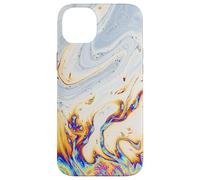 Bianco Blu Arancione Inchiostro Design Liquid Glitch Oil Custodia per iPhone 14 Plus