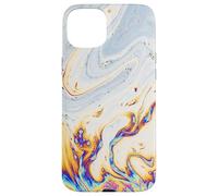 Bianco Blu Arancione Inchiostro Design Liquid Glitch Oil Custodia per iPhone 15 Plus
