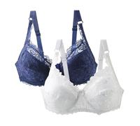Bianco Body Pizzo Grandi Dimensioni Reggiseno Spugna Sottile Biancheria Intima Sexy Pizzo Reggiseno 2PC Intimo, d, 80D