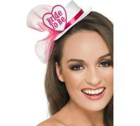 Bianco Bride To Be Mini Top Hat Con Velo Hairclip Donna Nubilato Festa Costume P