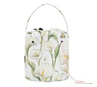 Bianco Calla Lily Fiore Crochet Tote Portatile Lavoro A Maglia Accessori per Ferro Porta Ago Hilo para tejer bolsas
