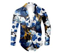 Bianco Camicia Halloween Uomo a Maniche Lunga Camicia Divertente Stampa Pipistrelli Zucche e Fantasmi Hawaiano Maglietta con Bottoni Camicia da Spiaggia Casual Vintage per Carnevale S-xxl Carnevale L