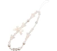 Bianco Carino Cell, Creativo Fiocchi Perle Perline Cordino Da Polso, Cellulare Charms Perline Telefono Cinghia Anti-Perso Catena Portachiavi Charms Portafogli Decorazione Pendente