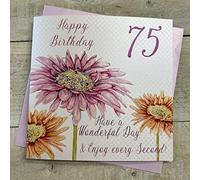 Bianco Carte Cotone Carta di Compleanno a Mano - 75 Fiori Bianchi