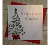 Bianco Carte Cotone per Una Carta Speciale Sorella di Natale Fatto a Mano a Forma di Albero
