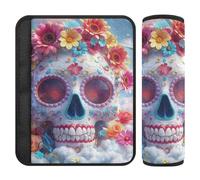 Bianco Cartoon of The Dead Flower Skull 2 pz seggiolino auto Strap Covers Protegge il collo e le spalle per SUV forro para cinturon de seguridad