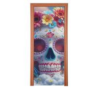 Bianco Cartoon Of The Dead Flower Skull copertura porta d'ingresso 35x79 In benvenuto porta banner Holiday Party Supplies M