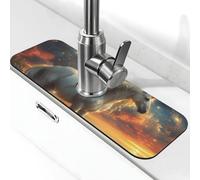 Bianco Cielo stellato del rubinetto del cavallo del lavandino della cucina dello scudo assorbente degli spruzzi di asciugatura rapida tappetino di scarico intorno al rubinetto del lavello della cucina
