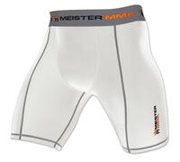 Bianco Compressione Corsa Pantaloncini W/Inguine Tasca - Meister MMA Vale Tudo
