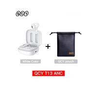 (Bianco con borsa) Nuove cuffie wireless QCY T13 ANC con cancellazione attiva del rumore e Bluetooth