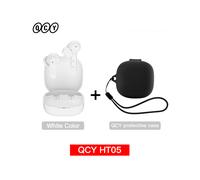 (Bianco con custodia01) QCY HT05 ANC Cuffie wireless con cancellazione del rumore da 40 dB, Bluetooth