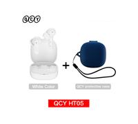 (Bianco con custodia03) QCY HT05 ANC Cuffie wireless con cancellazione del rumore da 40 dB, Bluetooth