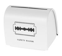 Bianco Contenitore per Lamette da Barba Elegante, in Metallo | Custodia Portatile per Viaggio e Piano Toilette, Protegge Lamette e Rifinisce L'ordine Domestico