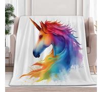 Bianco Coperta Soffice e Soffice 200 x 200 cm, Coperta di flanella Calda Fantasy Animali Colorato Unicorni e Morbida Invernale per Bambini adulti - per Letto Divano e Viaggio