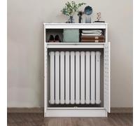 Bianco Copertura Termosifone, Moderna Copritermosifoni, Copricalorifero In Legno 2 Ante, Calorifero Cover Con Ripiano Portaoggetti, Armadio Bianco Stile Casa Per Soggiorno E Bagno(L70xH90xT20cm)