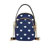 Bianco Cuore San Valentino Blu Donne Singola Borsa A Spalla Colorata Del Telefono Cellulare Della Borsa Della Catena Trapuntata Cerniera