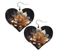 Bianco delicato fiore di loto stampe eleganti orecchini a forma di cuore leggeri accessori da donna perfetti per feste e San Valentino.