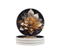 Bianco delicato fiore di loto un set di quattro sottobicchieri in pietra romanzo che sono assorbenti e utilizzati come sottobicchieri decorazione per la casa per tazze