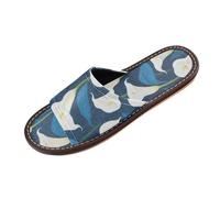 Bianco e Blu Calla Lilies Donne Uomini Doccia Pantofole Indoor Outdoor Portatile Morbido personalizzato Open Toe Slipper per il Partito Viaggio Ospiti mocasines para mujer, Calla bianca e blu, 38/38.5