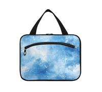 Bianco e Blu Marmo Texture Hanging Travel Size kit di articoli da toeletta con gancio, Designer Portatile Cosmetici Borse per la mamma Viaggio bolsos para Hombre L