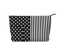 Bianco e Nero Bandiera Degli Stati Uniti Chiusura A Cerniera Sacchetto di Trucco In Velluto A Coste Organizzatore Multifunzionale 22x7x17cm per Viaggi Campeggio Vacanza Fitness, Nero , Taglia unica