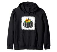 Bianco e Nero Buffalo Plaid Halloween Zucca sbiancata Felpa con Cappuccio