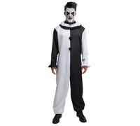 Bianco e Nero Clown + Maschera da Uomo Halloween Terrificante Pagliaccio Costume