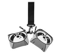 Bianco e Nero Raccoon Donne Cambiamento Portafoglio Porta Carte Piccolo Staccabile ID Card Holder Protector con Portachiavi per Le Donne 2 Pz