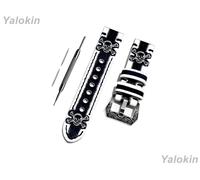 Bianco e Nero Teschio Ossa Pelle Fascia per Garmin Venu 2, Vivoactive 4 -B22