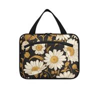 Bianco e oro Margherite Hanging Travel Makeup Bag Grande con gancio, Designer Multifunzionale Makeup Bag per accessori Must Haves Gym bolsas para maquillaje de Mujer L