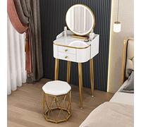 Bianco Elegance - Set da toeletta moderno con sgabello imbottito, tavolino salvaspazio per piccole camere da letto, design elegante 40 cm, per interni chic