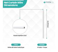 Bianco Filo Della Tenda Kit con Ganci E Occhi Vite Rete Velo Da Pannello 2m -