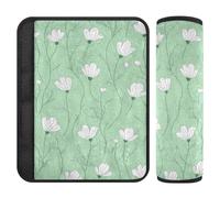 Bianco Floreale Cartoon Style 2 Pack seggiolino auto Protector Rilasciare lo stress al collo e alle spalle per camion Protector para cinturón de carro