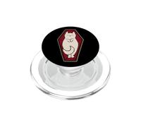 Bianco Fluffy Cat sonnecchiare in una bara vampiro Halloween PopSockets PopGrip per MagSafe