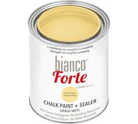 Bianco Forte - Giallo Pompei - (1L) Vernice a Gesso con Finitura/Protettivo 2-in-1: Chalk Paint Super Resistente per Mobili, Pareti e Porte - Asciugatura Rapida, Interni/Esterni, Opaca