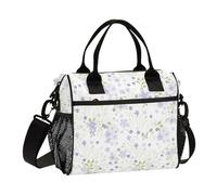 Bianco fresco carino piccolo fiore Lunch Box Donne Grande Capacità Lunch Box Bag con tracolla Lunch Box per ragazzi adulti asilo