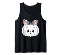 Bianco Gattino Zucca Camicia Carino Halloween Bow Orecchie di Gatto Autunno Canotta